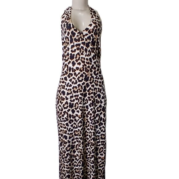 No Boundaries Halter Maxi Leopard Dress Size Large (NTW) - Picture 1 of 8